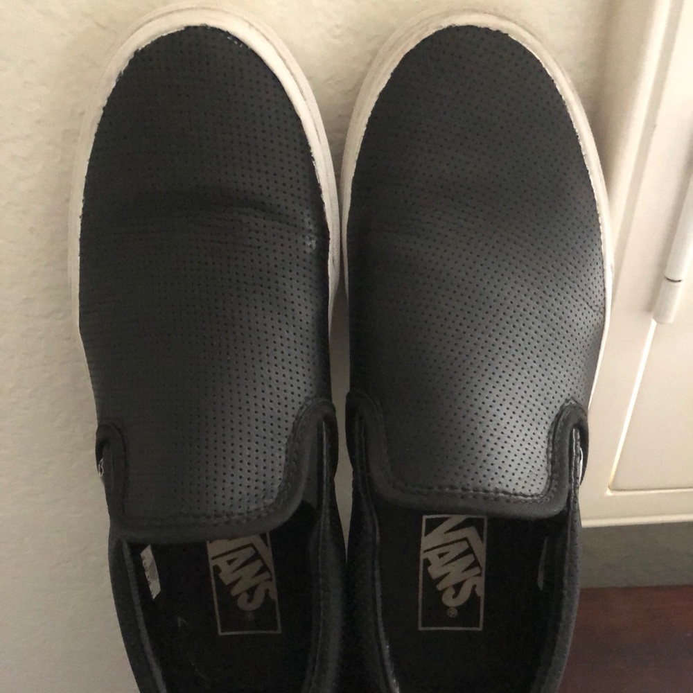Vans leather perforated black Slip-on